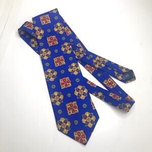 Valentino Giovanni 100% Silk Tie Mens Blue Red Gold Made In Italy